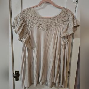 Torrid Cream Lace Detail Blouse